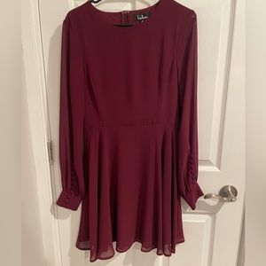 Lulu’s Burgundy Red Mock Neck Skater Dress